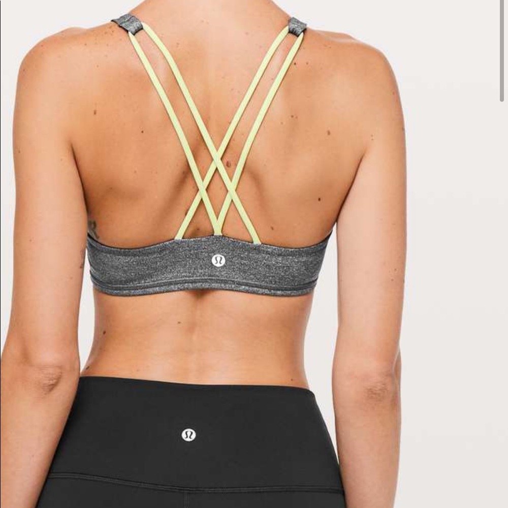 lululemon athletica Gray and Yellow Strappy Sports Bra